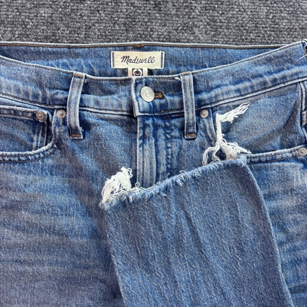 Madewell The Perfect Vintage Jean Womens 28 Blue High Rise Raw Hem Straight Leg